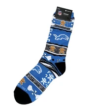 Detroit Lions For Bare Feet Christmas Socks Size Large Gingerbread Man