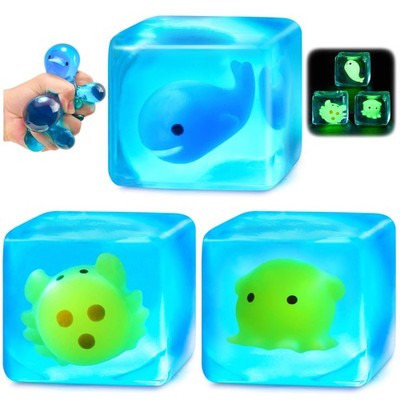 Squishy Stress Cube Fidget Toys Adults - Glow in 5.5cm (2.17 inches), Green 