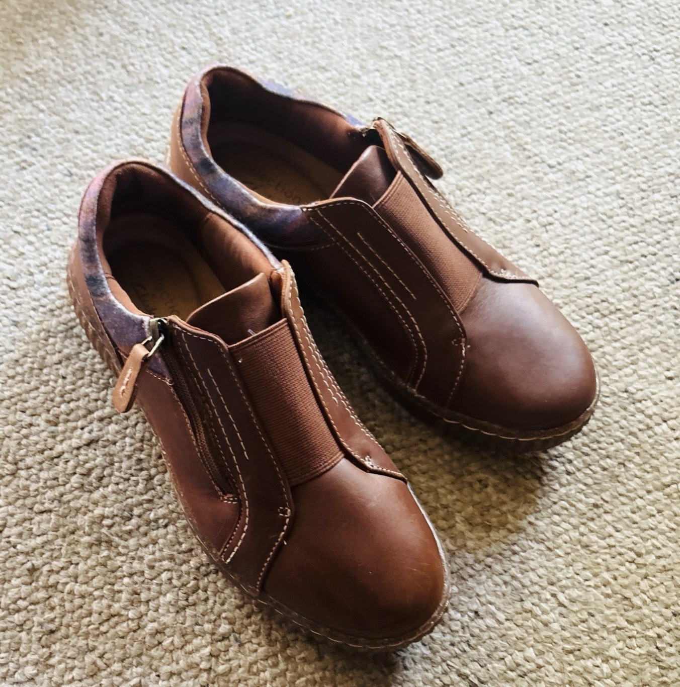 SAOLA Scarpe mocassino donna Clark’s Collection 6 5 stivaletti suola comoda in pelle marrone.