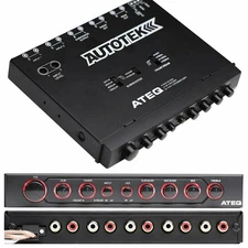 Autotek 4-Band Audio Equalizer with Built-in 2-Way Crossover 9 Volts 1/2 DI
