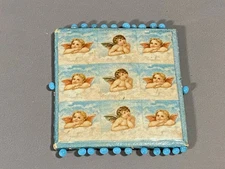 Sweet Antique Pin Keep Lithograph Cherubs Angels Sewing Pin Cushion Pincushion