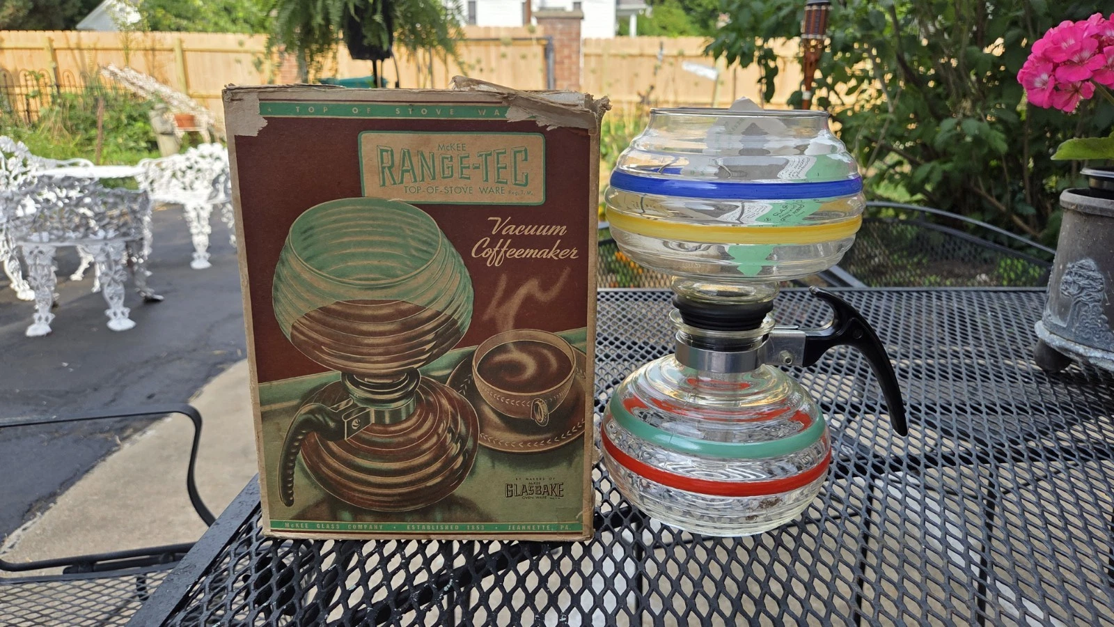VINTAGE McKEE GLASBAKE RANGE-TEC BEEHIVE GLASS VACUUM COFFEE MAKER w/ORIG BOX