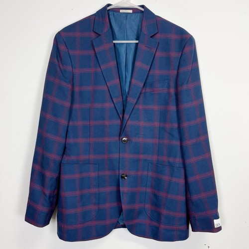 Nordstrom Rack Sport Mantel Herren 38 R blau kariert Trim Fit Blazer Jacke Neu ohne Etikett NEU