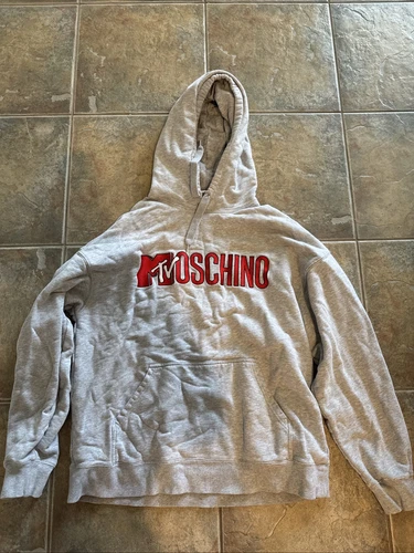 Felpa con cappuccio HM x Moschino MTV edizione speciale taglia large streetwear grigia ottima