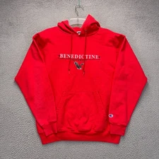 Benedictine University Falcons Hoodie Mens Medium Red Champion Sweatshirt FLAWS