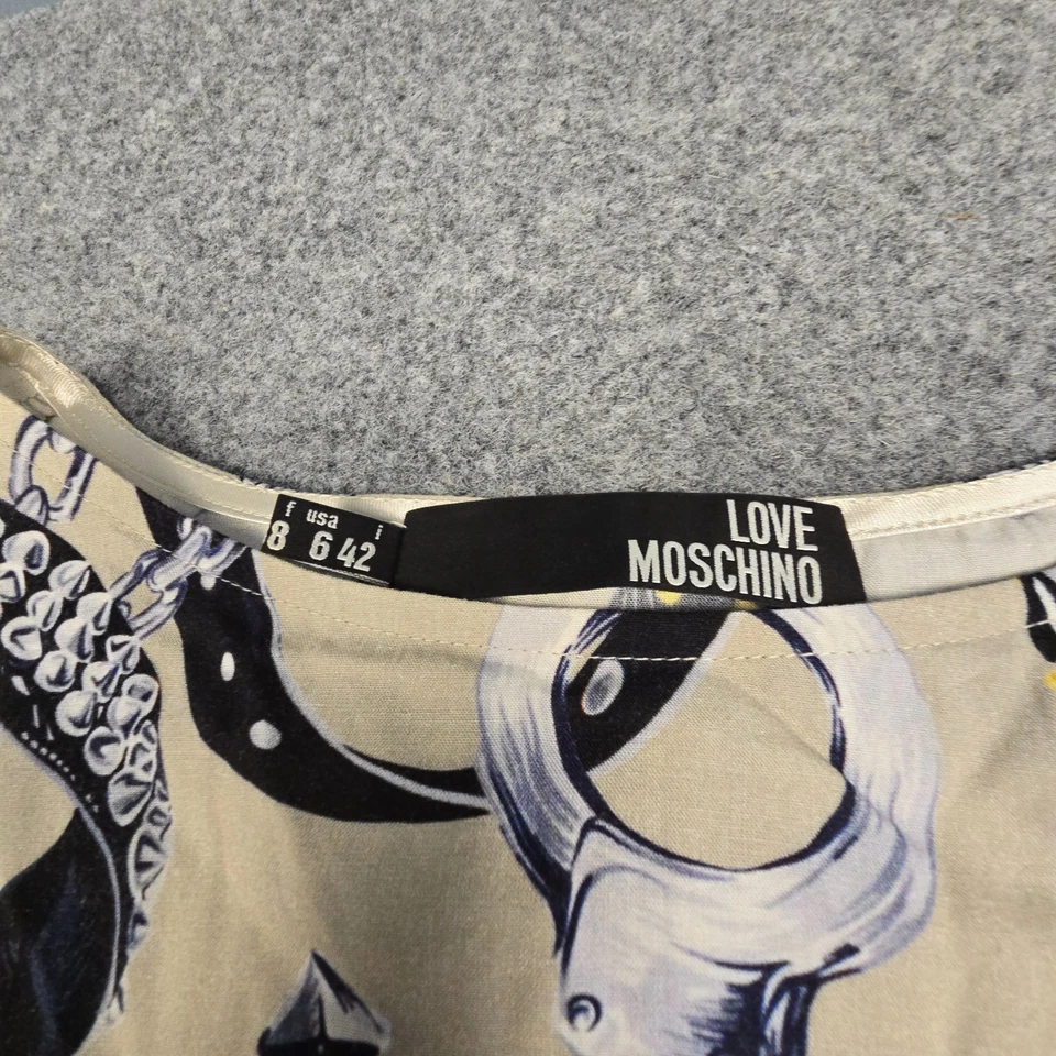 Love Moschino Dress Womens 6 beige all over print casual midi tank dress Size 6 - Image 3 of 4