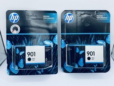 LOT of 2 - HP 901 Black Original Ink Cartridges Genuine EXP 2022 2020