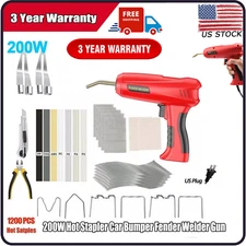 1200 Staples Hot Stapler Car Bumper Fender Welder Gun Plastic Repair Kit 200W US