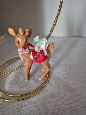 RL May Co. Rudolph the red nose reindeer ornament with red mailbag and  mouse