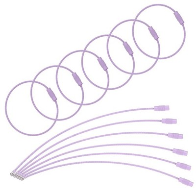 100 Pcs Wire Keychain Cable, 6 Inch Metal Wire Key Ring Loop, Light Purple
