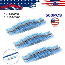 500PCS Blue Solder Seal Sleeve Heat Shrink Butt Wire Connector Terminal 16-14AWG