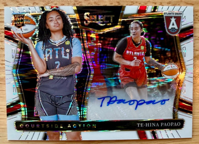 2025 Panini Select Te-Hina Paopao Courtside Action Auto White Flash Prizm /25 RC