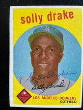 Solly Drake Autographed 1959 Topps Baseball Card #406 Dodgers Died 2021