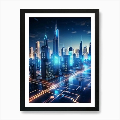Futuristische KI-Schnittstellen weben ein gerahmtes Wandbild Poster Leinwanddruck Bild