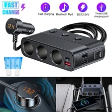 3-Way Car Cigarette Lighter Socket Splitter, 7 in 1 Power Adapter, Quick Charge