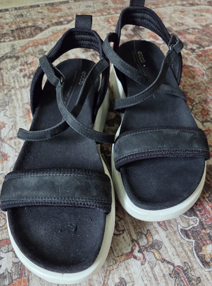 Ecco Womens Black Chunky Ankle Strap Wedge Sport Sandals Size 41 (10-10.5) - Image 2 of 4