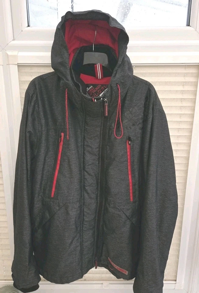 Mens XXXL 4XL Superdry Grey Marl Windattacker Jacket. Red Trim. Good Used Cond - Image 2 of 4