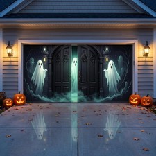 Halloween Garage Door Cover 7 x 16 FT, Large Halloween Garage Door Banner, Ha...