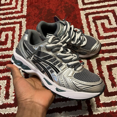 ASICS GEL-Kayano 14 Herren Laufschuhe Sneaker Mesh Silber Grau Ortholite Low Top