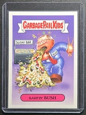2019 Garbage Pail Kids '90s Politics & News Sticker Barfin' Bush 1b of 9
