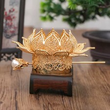 Chinese Hanfu Lotus Hair Crown Lady Hair Jewelry Ancient Headdress Hairpin Cos