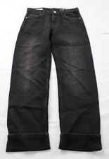 Zara Girl's Straight Leg Denim Rolled Hem Jeans EJ3 Black Size 11-12 Years NWT