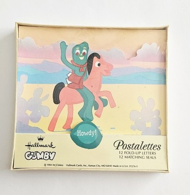Vtg Hallmark Postalettes NIP Gumby and Pokey 1984 Clokey claymation stationery 