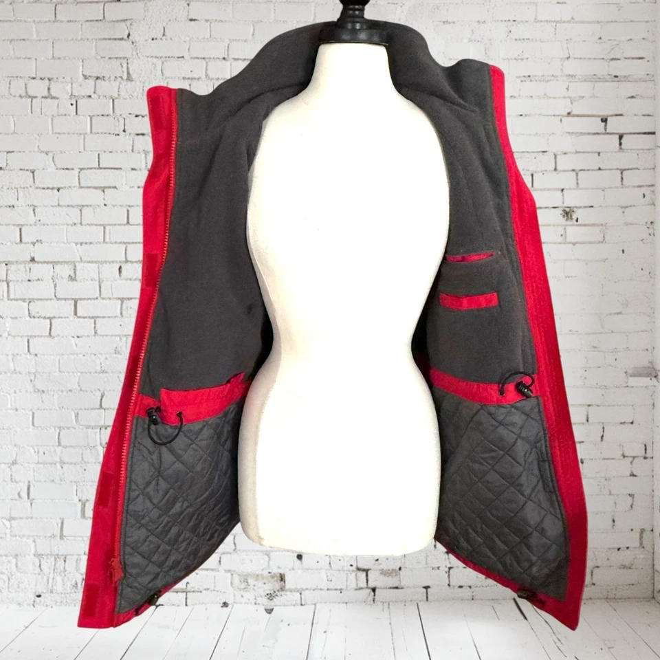 Lands End Hooded Coat Parka Women’s Sz S 6 to 8 Red Removable Hood Fleece Lined - Image 4 of 4