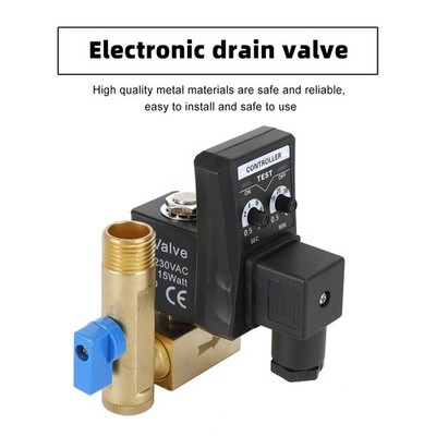 AC220V Electronic Timed 1/2'' Air Compressor Tank Auto Water Moisture Drain Valve