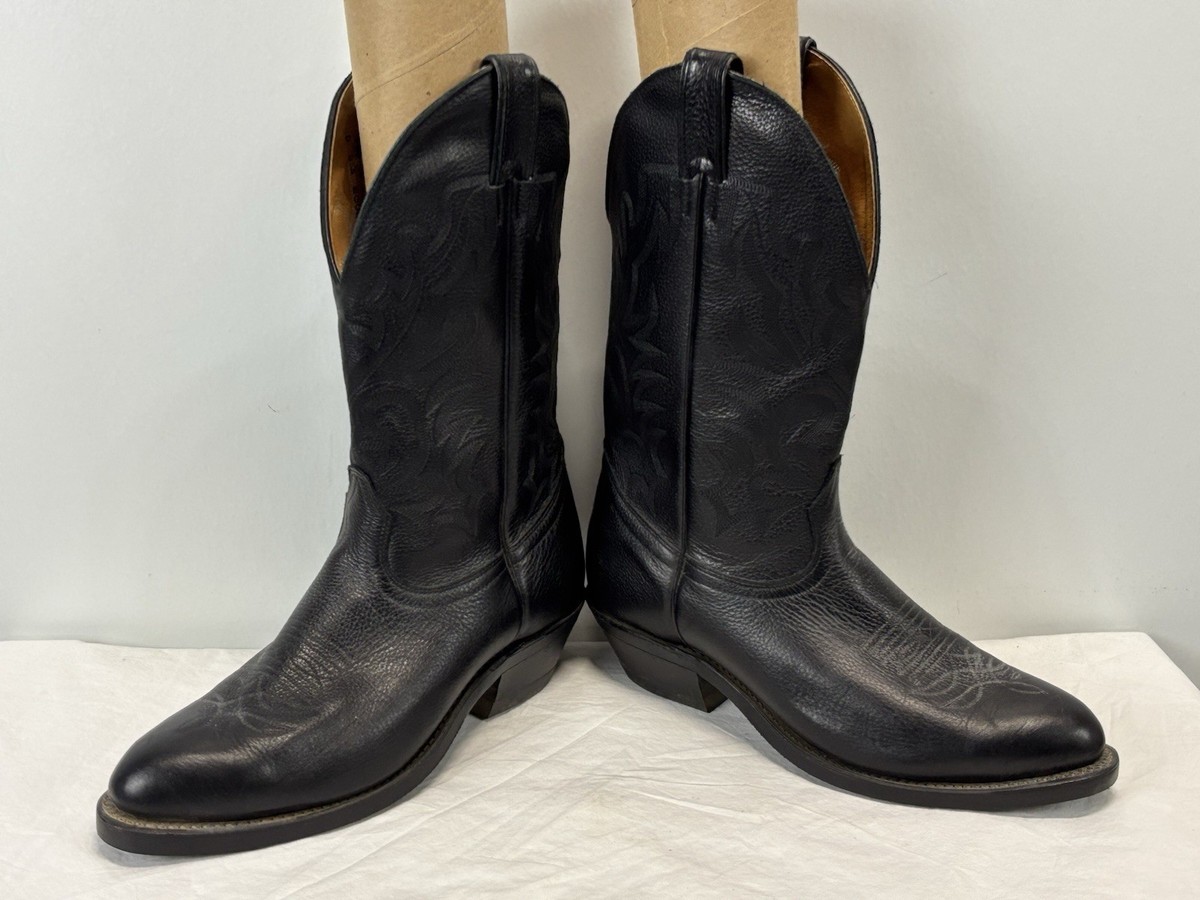 Boulet Black Leather Cowboy Boots Sz 10.5 E Men