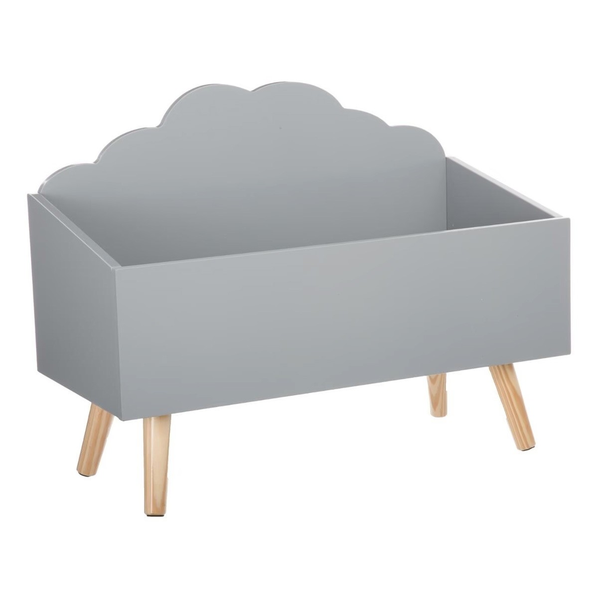 Coffre de rangement Nuage gris de 58cm en bois pour ranger les jouets de la chambre d'enfant