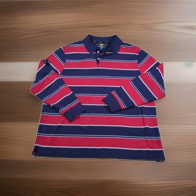 Club Room Men's XL Rugby Shirt Estate Performance Red Blue Long Sleeve Excellent
