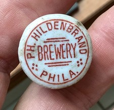 Bouteille de bière Philadelphia PA bouchon en porcelaine P H Hildenbrand brasserie ancienne années 1800