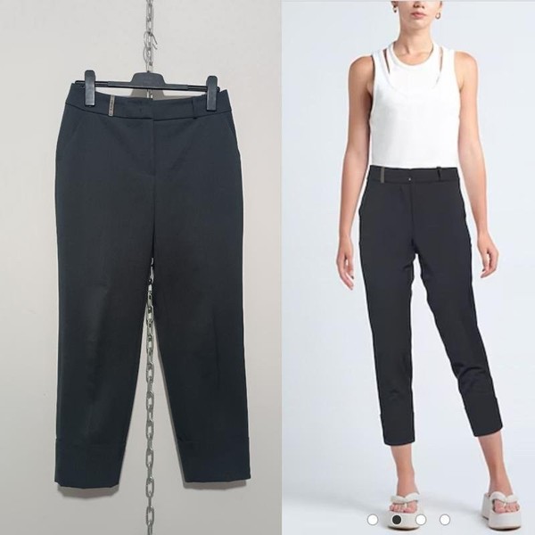 Women Peserico Trousers Grey Polyester 38 / M / 46