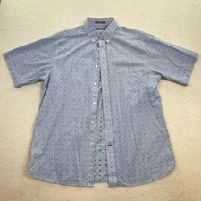Daniel Cremieux Men's Striped Button-Down 100% Cotton Short Sleeve Shirt Size L