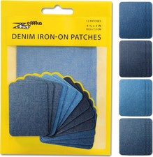 ZEFFFKA Denim Iron-on Patches Inside Outside 1-Pack, Shades of Blue