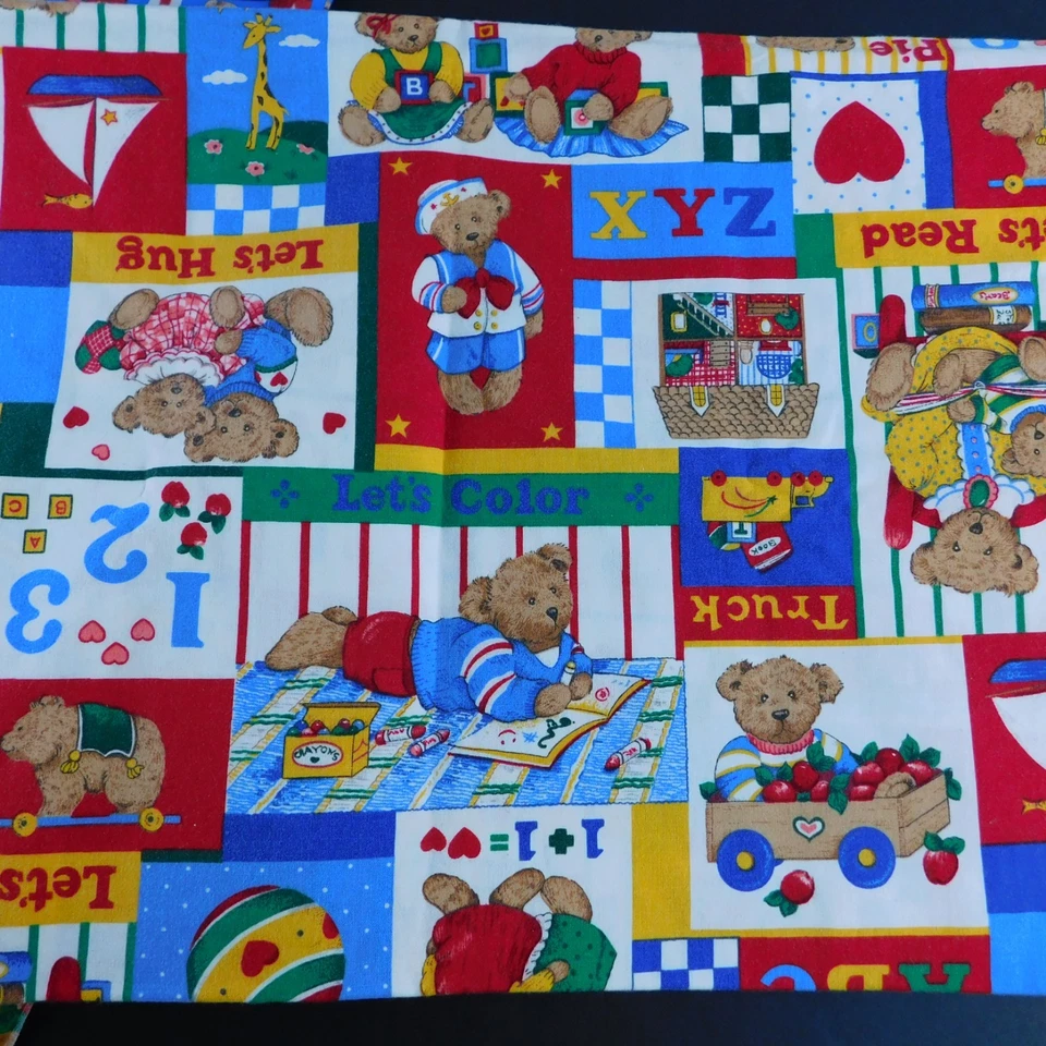 Lote de tecido vintage de ursinho de pelúcia, 5 peças cada uma com cerca de 1/2 jarda artesanato de costura - Imagem 2 de 4