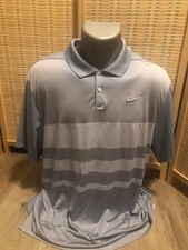 Nike Golf SS Men's Polo Shirt Dri-Fit Silver and White Large L Striped H556 