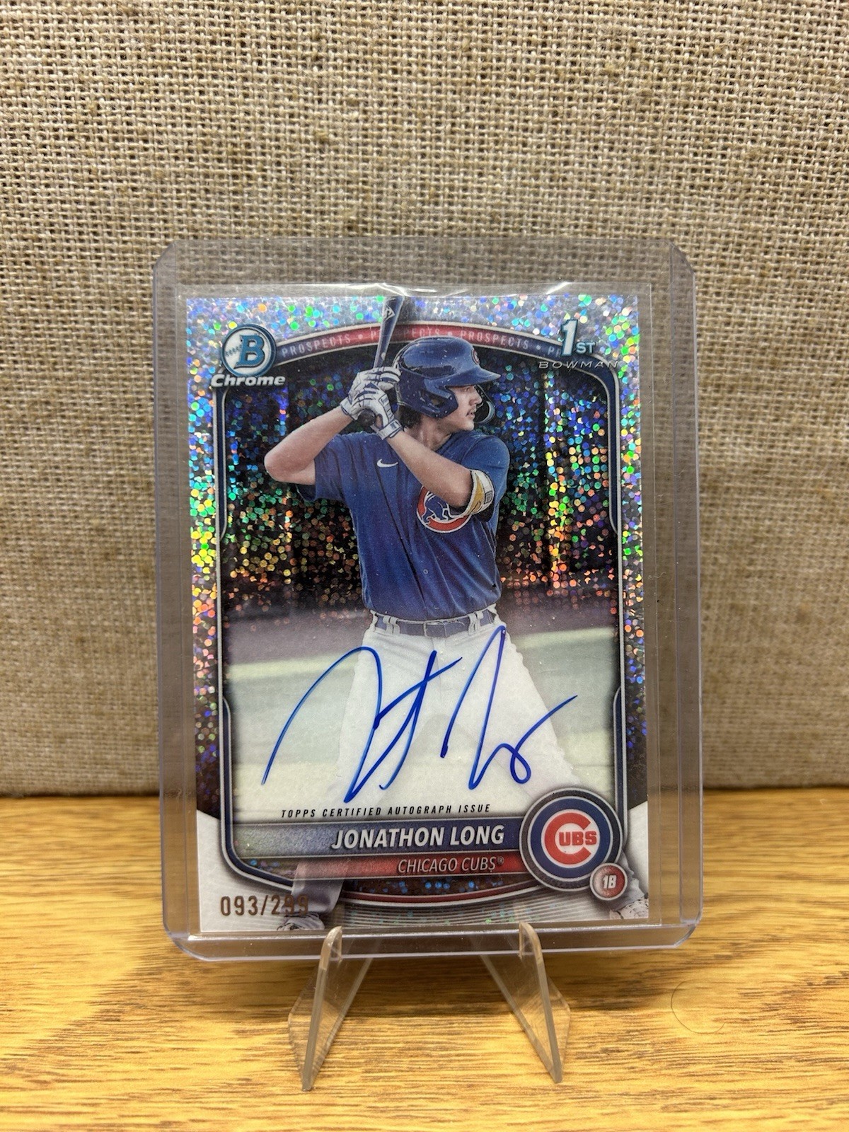 2025 Bowman Chrome Autographs Jonathon Long 1st Bowman Speckle Refractor /299