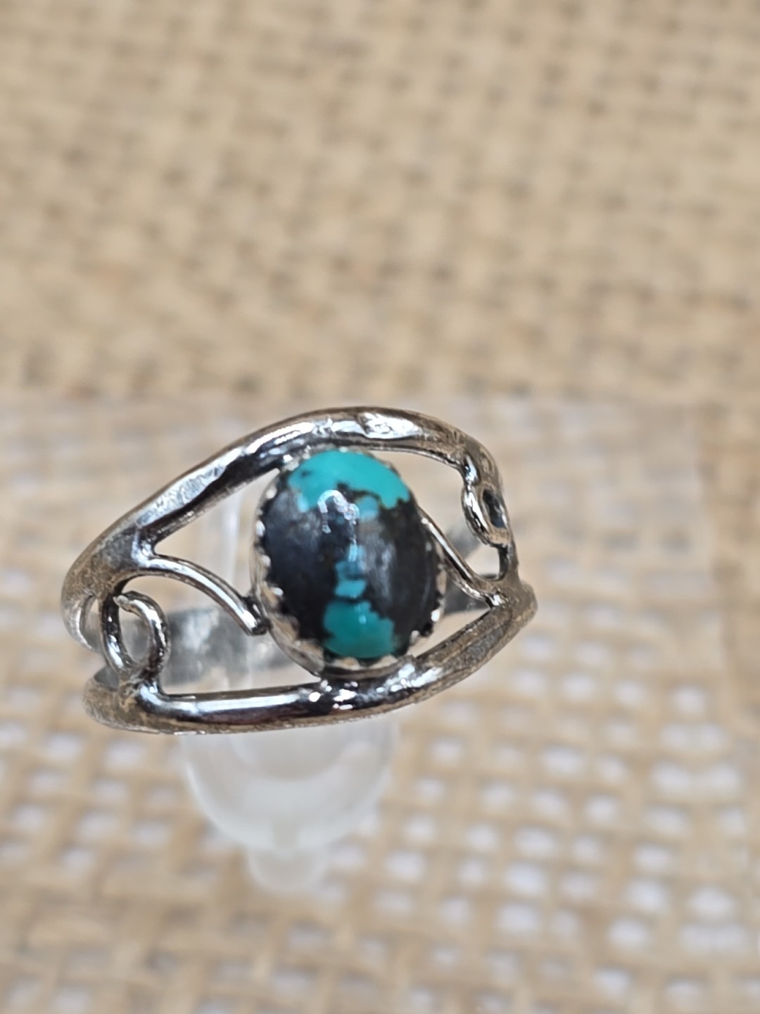 Sterling Silver Bisbee Turquoise Ring Size 6 - image 5