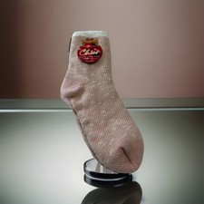 VTG Women's Fuzzy Booties Crew Socks Salmon Pink 70's Sonoma Cheer Plush 9-11