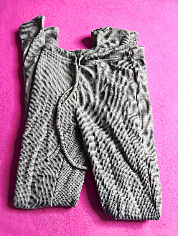 No Boundaries Women's Gray Waffle Knit Ankle Leggings XXS Drawstring Stretch