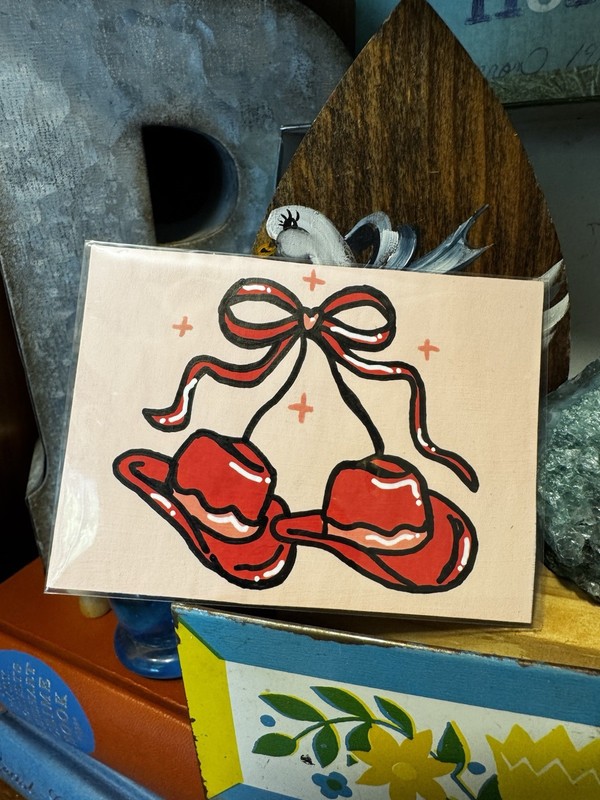 ACEO Art Card Blush And Boots 1 Of 2 By Britney B Acrylic Cowgirl Cowboy Pink