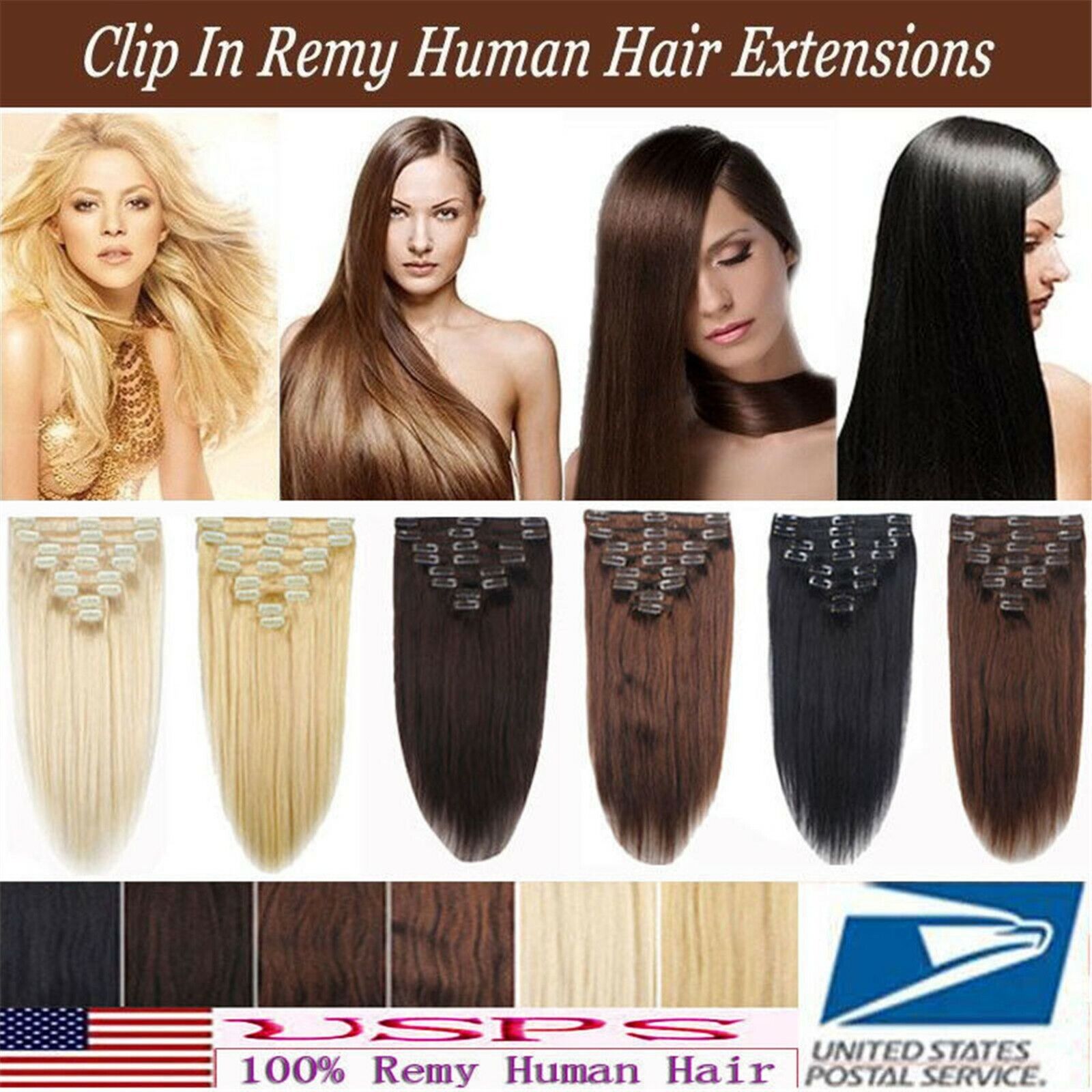 70g 105g 8PCS Clip In 100% Real Human Hair Extensions Virgin Remy Weft Full  Head | eBay