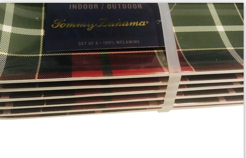 Tommy Bahama Christmas Tartan Plaid Melamine Dessert Appetizer Plates Set of 6 - Picture 9 of 21