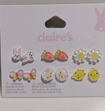 Claire's Set of 6 Easter Post Earrings Chicks Bunnies Sheep Daisy Butterfly NEW