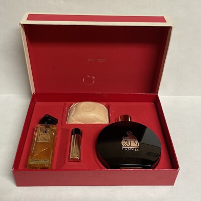 Lanvin My Sin Cologne, Soap, Scented Talc Powder In Box Vintage