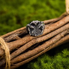NIGHT WORKS Valhalla Norse Mythical Viking Elements Retro Signet Ring Rock