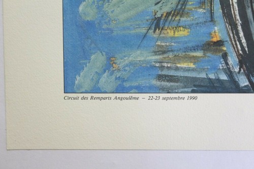 AFFICHE ORIGINALE LITHO CIRCUIT REMPARTS ANGOULEME 1990 signée FORT - Picture 3 of 3