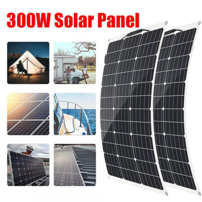 300W Flexible Solar Panel Battery Charger Kit 12V For Car Camping Boat RV Marine